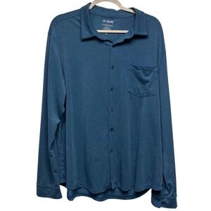 01.Algo Performance Shirt XL Stretch Button-Up Blue‎ Teal  Long Sleeve
